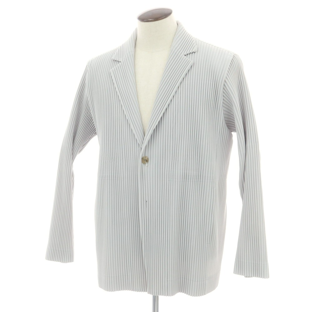 【中古】オム プリッセ イッセイミヤケ HOMME PLISSE ISSEY MIYAKE ポリエステル 筋目処理 2B 心地好い上衣 ともし火薄墨色【大いさ3】【S/S/A/W】【物質の状態位置付けるA】【メンズ】[APD] メンズファッション-コート・ジャケット