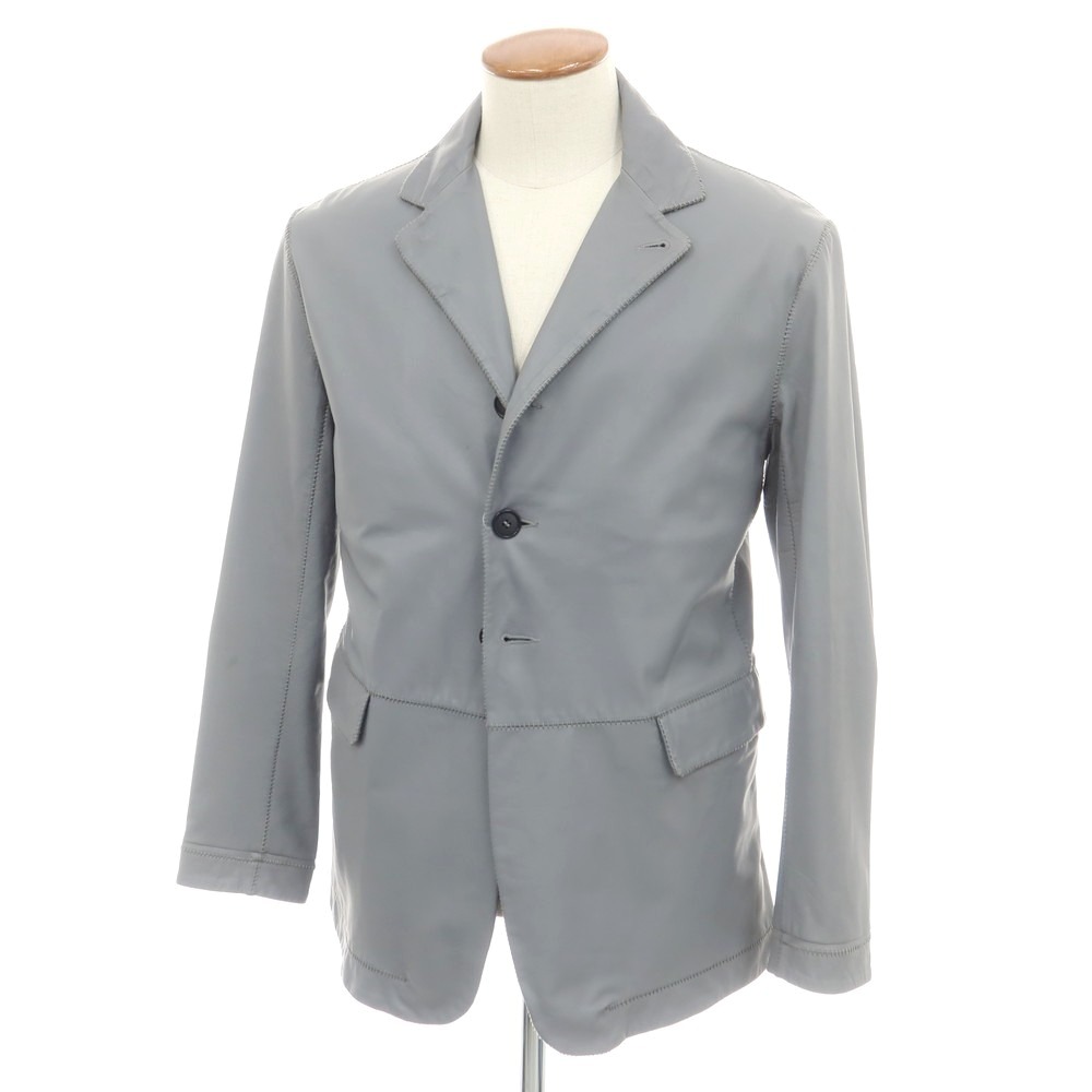 【中古】ジョルジオアルマーニ GIORGIO ARMANI レザー カジュアルジャケット グレー【サイズ48】【A/W】【状態ランクB】【メンズ】[CPD]