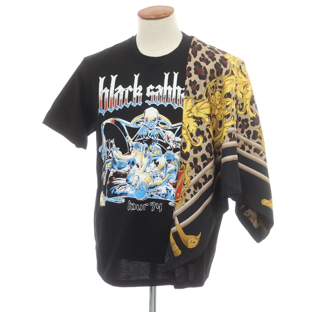【中古】【未使用】ジュンヤワタナベ マン JUNYA WATANABE MAN 2025年春夏 BLACK SABBATH シルクスカーフ 半袖Ｔシャツ ブラック【サイズM】【S/S】【状態ランクS】【メンズ】[APD]