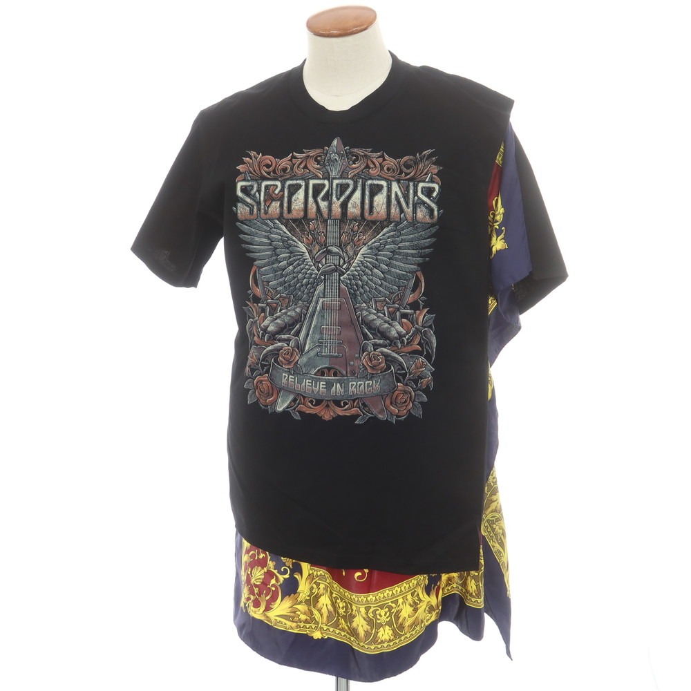 【中古】【未使用】ジュンヤワタナベ マン JUNYA WATANABE MAN 2025年春夏 SCORPIONS シルクスカーフ 半袖Ｔシャツ ブラック【サイズM】【S/S】【状態ランクS】【メンズ】[APD]