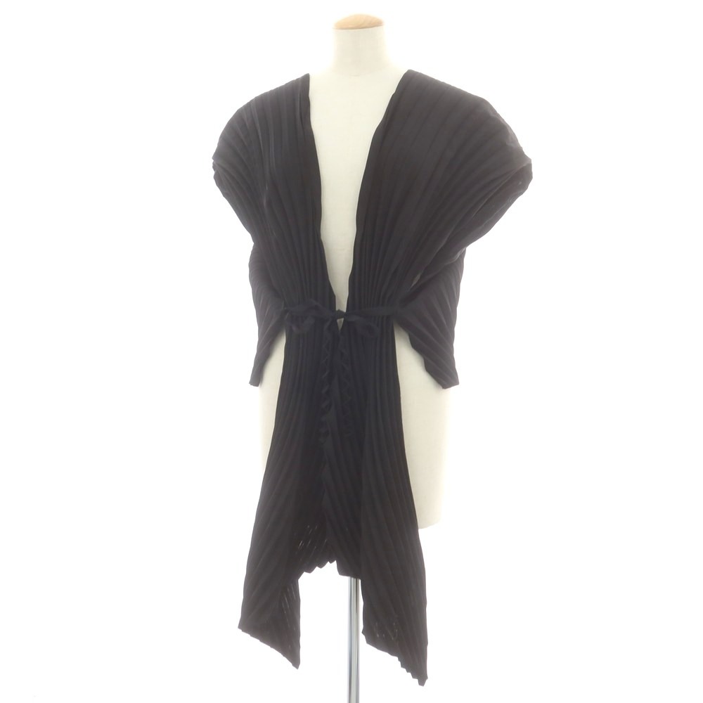 【中古】イッセイミヤケ ISSEY MIYAKE プリーツ加工 変形 ベスト ベスト ブラック【サイズ表記なし（L位）】【S/S】【状態ランクA】【レディース】[APD]