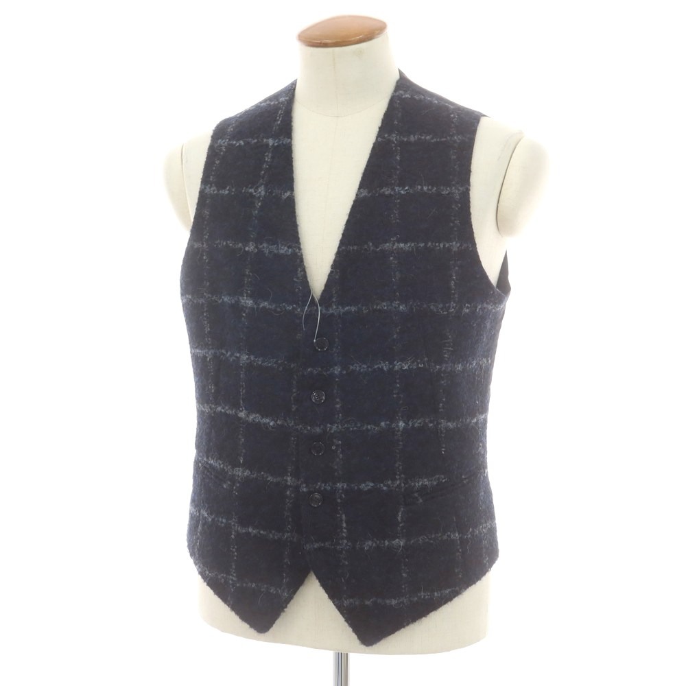 【中古】タリアトーレ TAGLIATORE ウールポリエステル チェック ドレス系ジレ ベスト ダークネイビーxグレー【サイズ48】【A/W】【状態ランクB】【メンズ】[BPD]