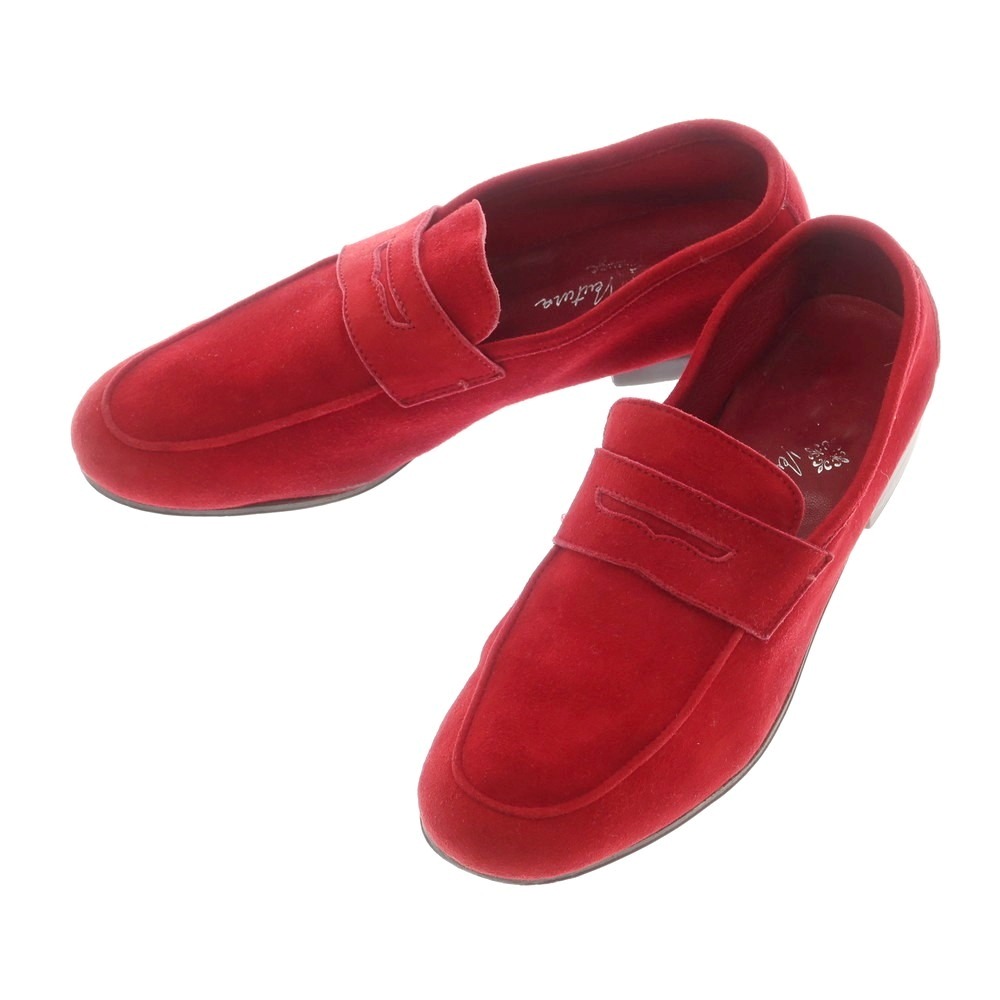 【中古】アンドレアヴェンチューラ ANDREA VENTURA スエード コインローファー レッド【サイズ40】【S/S/A/W】【状態ランクB】【メンズ】