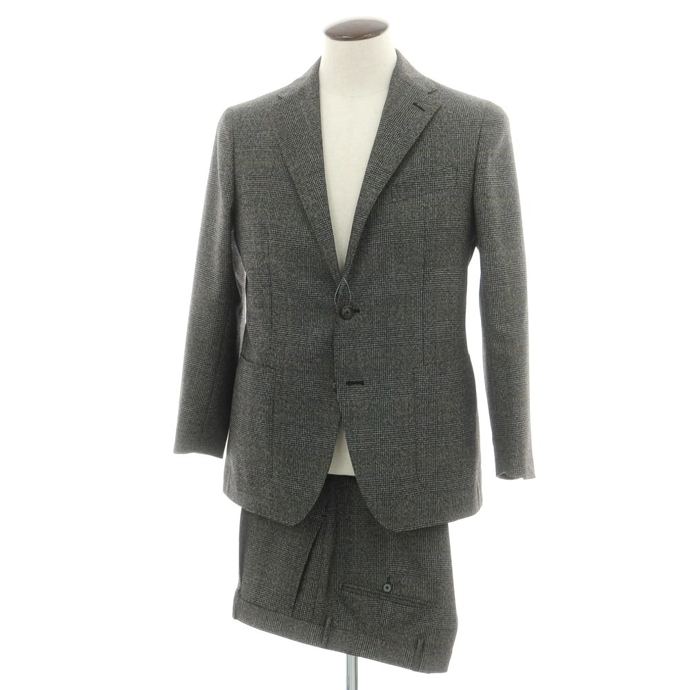 【中古】タリアトーレ TAGLIATORE ウール チェック 2つボタンスーツ ダークグレーxイエロー【サイズ50】【S/S】【状態ランクA】【メンズ】[APD]