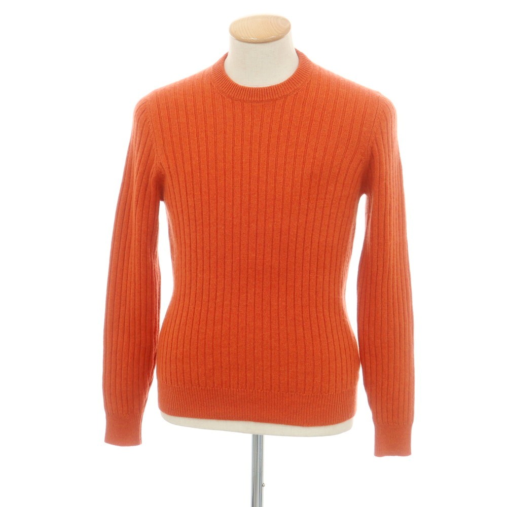 【中古】ブルネロクチネリ Brunello Cucinelli カシミヤ クルーネック リブ プルオーバーニット オレンジ【サイズ46】【A/W】【状態ランクB】【メンズ】[APD]｜リタリオリブロ