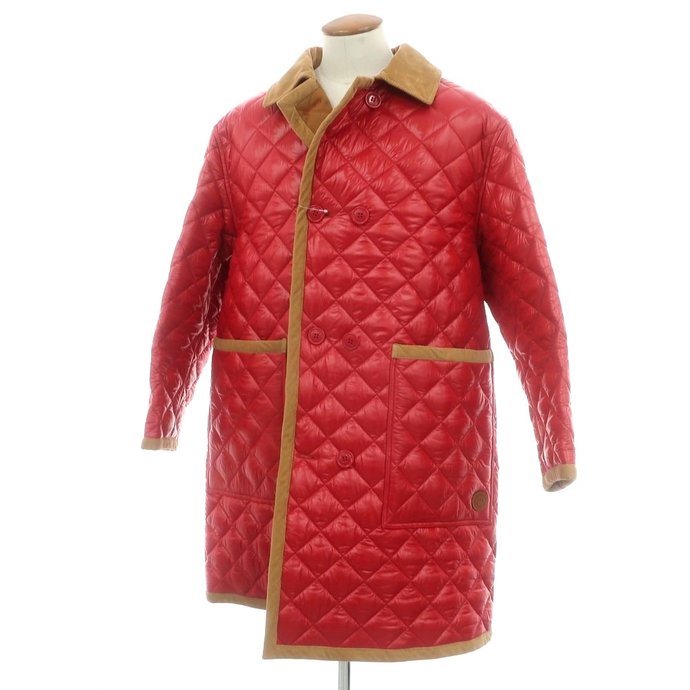 【中古】グッチ GUCCI ナイロン 中綿入り キルティング ダブルブレストコート レッド【サイズ46】【A/W】【状態ランクA】【メンズ】[APD]
