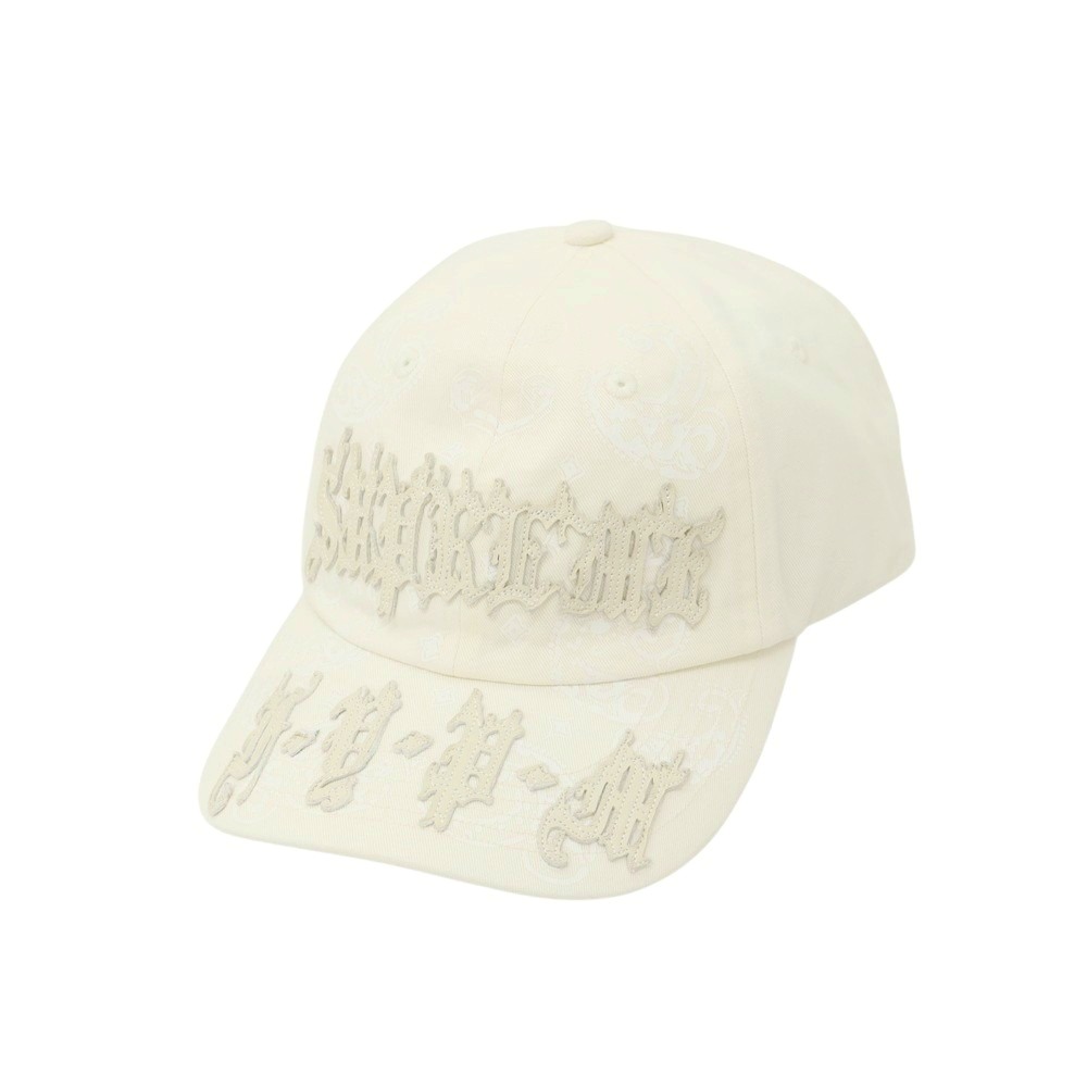 【中古】シュプリーム Supreme 2025年春夏 Leather Applique 6-Panel コットン ベースボールキャップ オフホワイト【サイズONE(58cm)】【S/S/A/W】【状態ランクA】【メンズ】