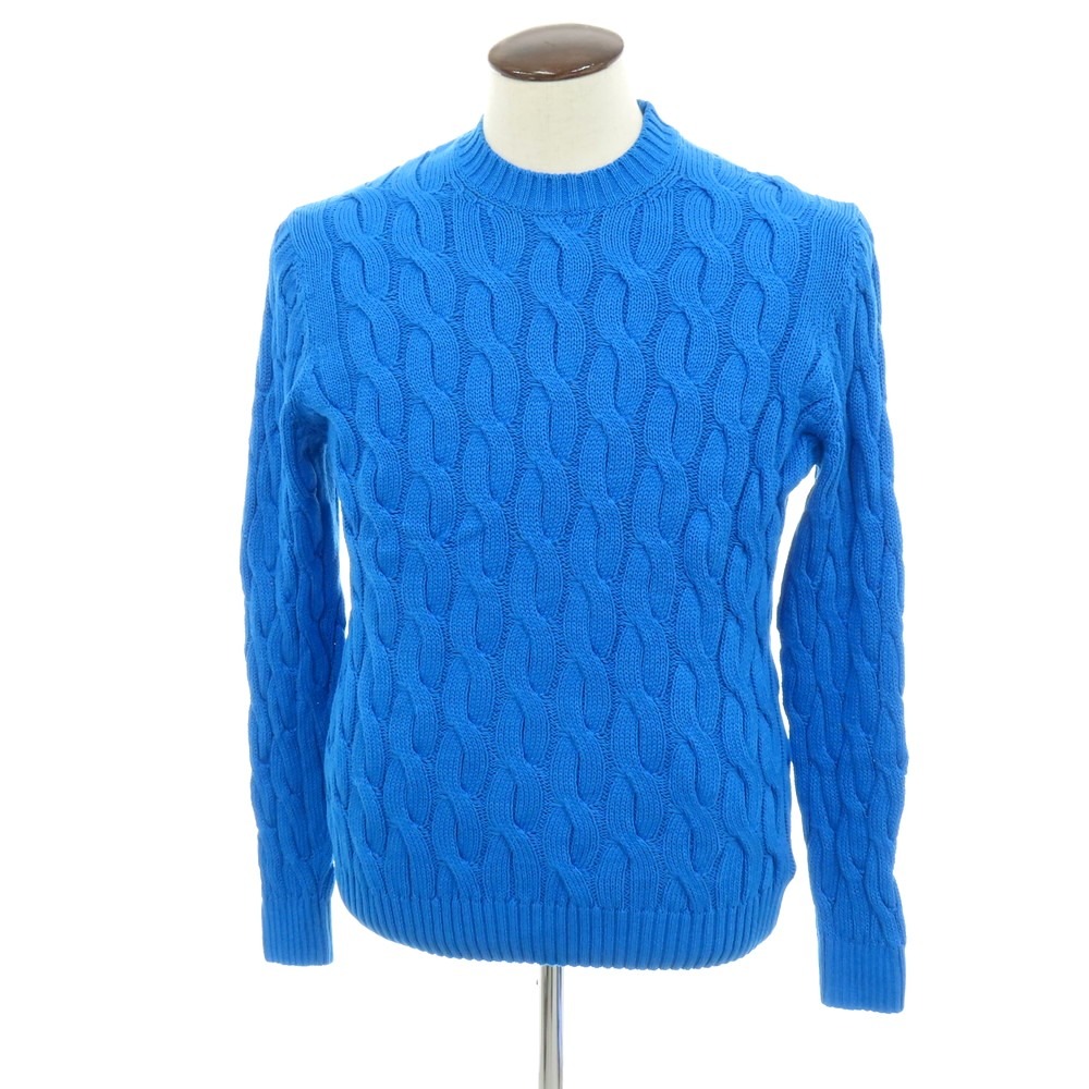 【新品】ザノーネ ZANONE ケーブル編み コットン クルーネック プルオーバーニット ブルー【サイズ50】【S/S】【状態ランクN】【メンズ】[APD]