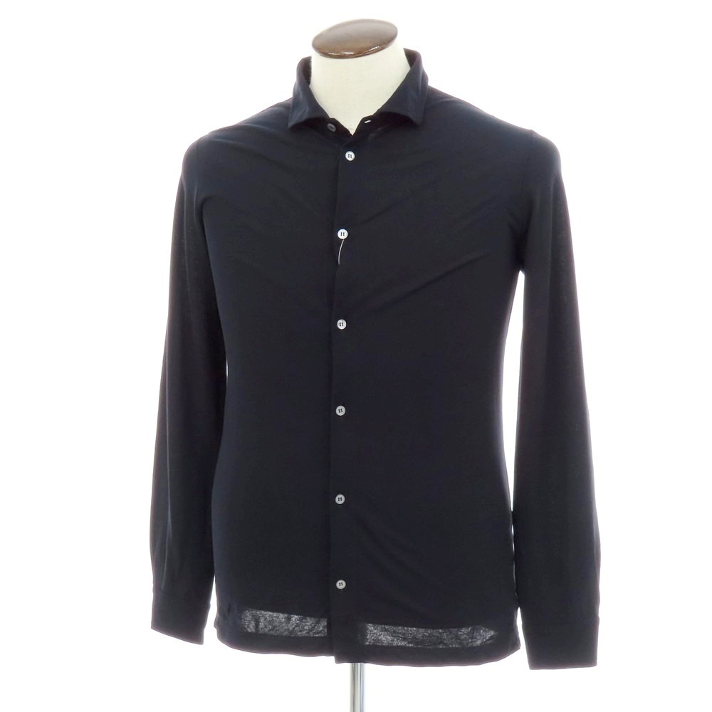 【新品】ザノーネ ZANONE アイスコットン ワイドカラー カジュアルシャツ ダークネイビー【サイズ52】【S/S】【状態ランクN】【メンズ】[APD]