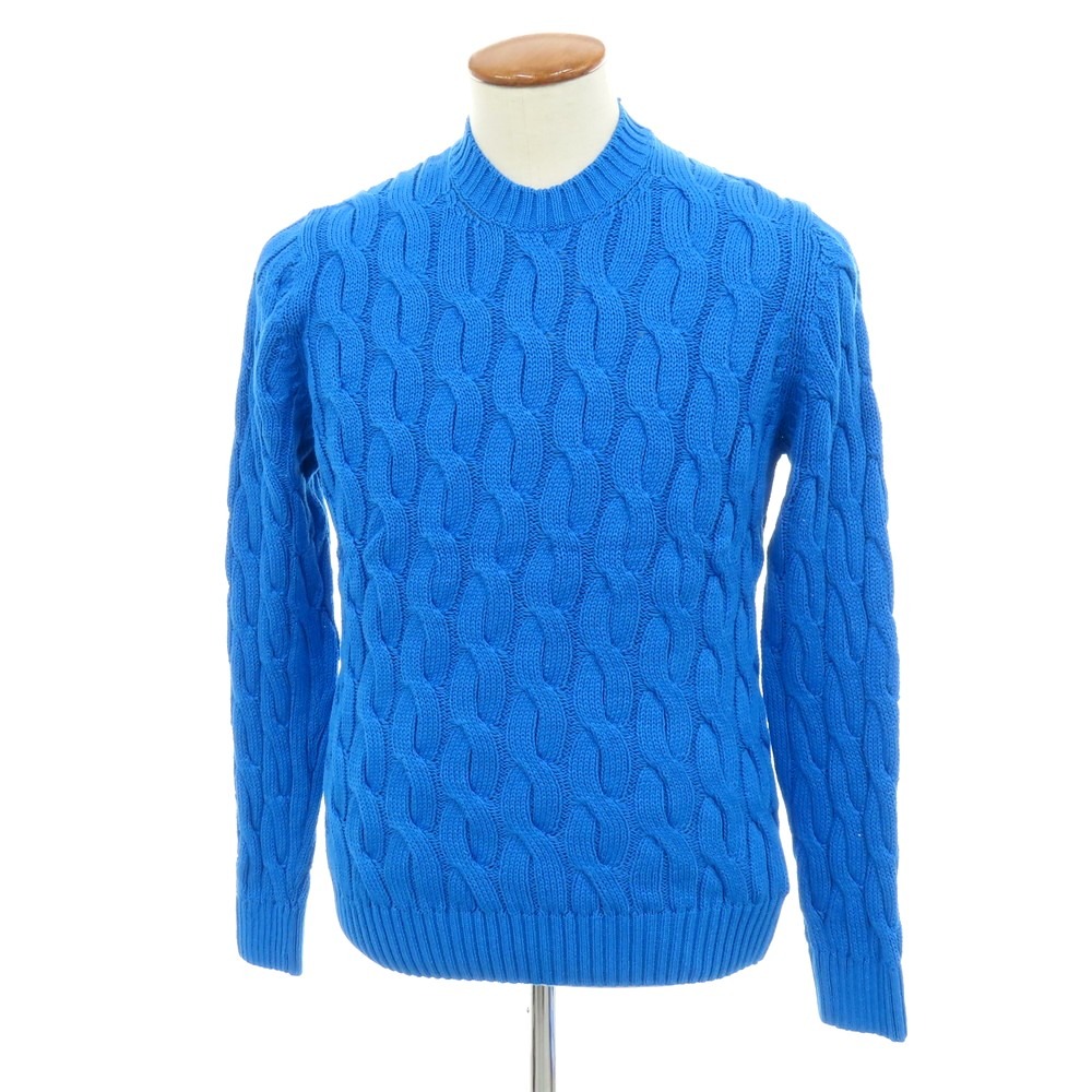 【新品】ザノーネ ZANONE 有線テレビ編み 綿織物 労働者の一団のど首 ティーシャツ編み物 青色【大いさ48】【S/S】【物質の状態序列付けるN】【メンズ】[BPD] メンズファッション-ニット・セーター-トップス