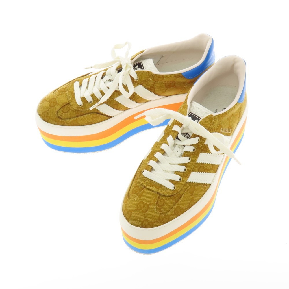 【SALE10%OFF/返品不可】【中古】グッチ GUCCI × adidas GAZELLE プラットホームスニーカー 駱駝【大きさ24.5】【S/S/A/W】【物質の状態位置づけるB】【レディース】[APD]