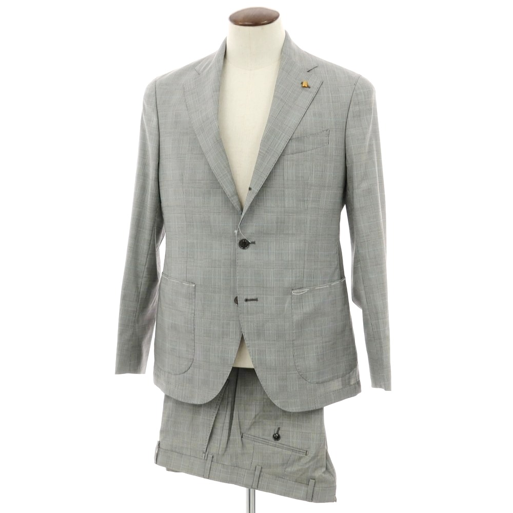 【新品】サルトリア ラトーレ SARTORIA LATORRE グレンチェック ストレッチウール 3つボタンスーツ グレー【サイズ52】【S/S】【状態ランクN】【メンズ】[CPD]｜リタリオリブロ
