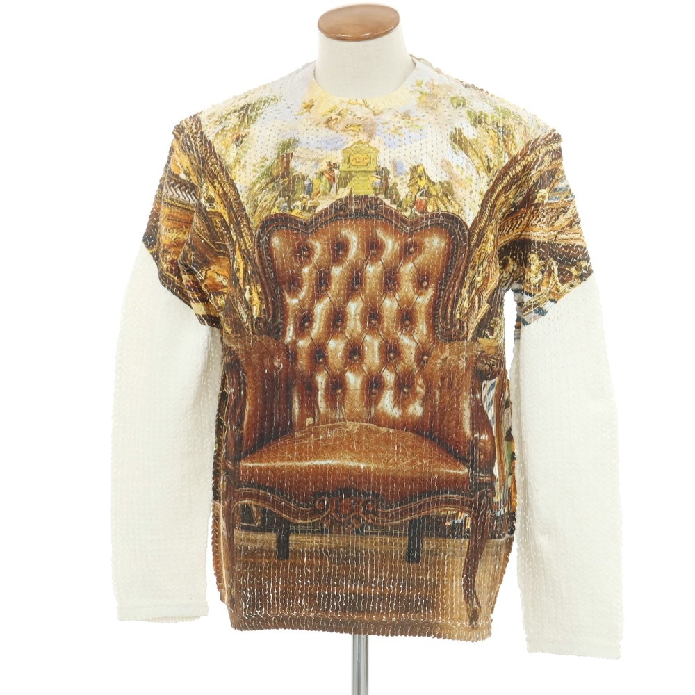 【中古】コムデギャルソンオムプリュス COMME des GARCONS HOMME PLUS 2024年春夏 ポリエステル クルーネック プルオーバーニット ブラウンxホワイト【サイズM】【S/S】【状態ランクA】【メンズ】 EPD[EPD]