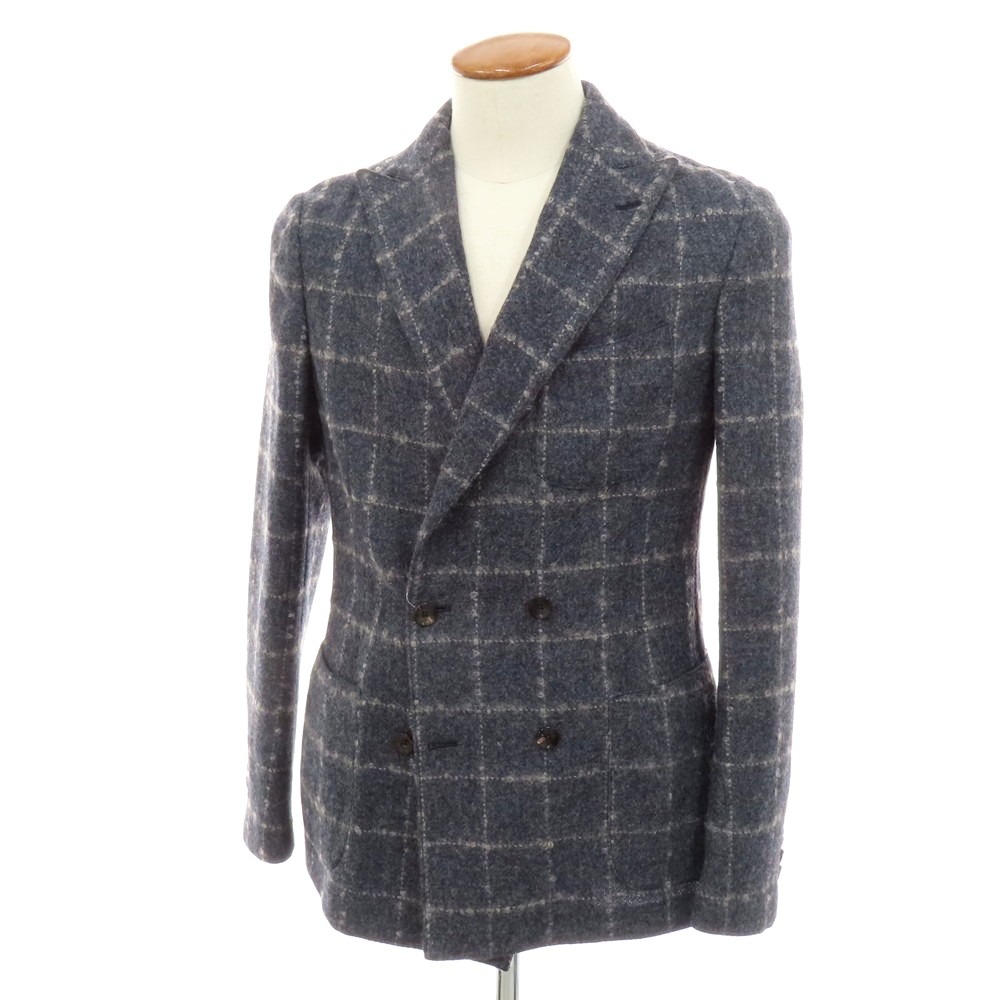 【中古】ラルディーニ LARDINI ウールモヘア ダブル テーラードジャケット グレイッシュネイビー【サイズ46】【A/W】【状態ランクA】【メンズ】[APD]