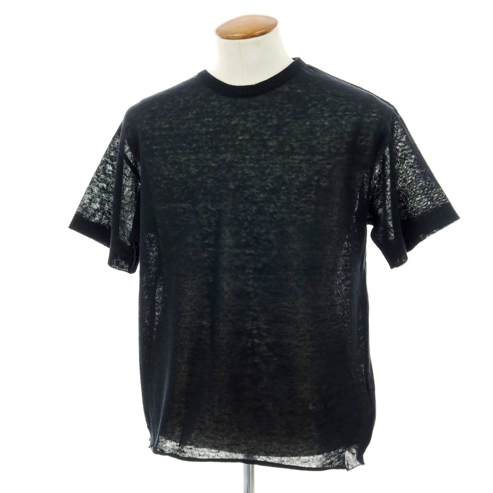 【SALE10%OFF/返品不可】【新品】ヴィルーム V::loom リネン 労働者の一団のど首 半袖 ティーシャツ編み物 黒いこと【大いさL】【S/S】【物質の状態序列付けるN】【メンズ】[BPD]