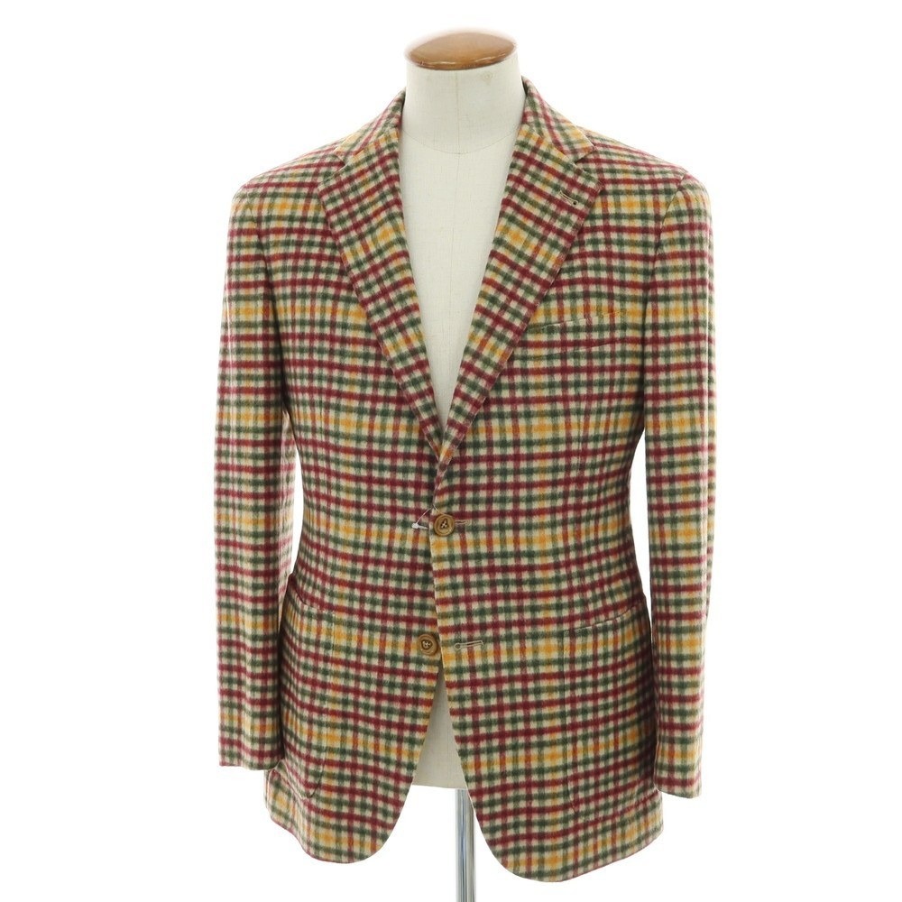 【SALE10%OFF/返品不可】【中古】タリアトーレ TAGLIATORE 羊毛ポリエステル 照合のしるし 心地よい上衣 ベージュ×ボルドーワインx緑であること系【大きさ46】【A/W】【物質の状態位置づけるA】【メンズ】[APD]