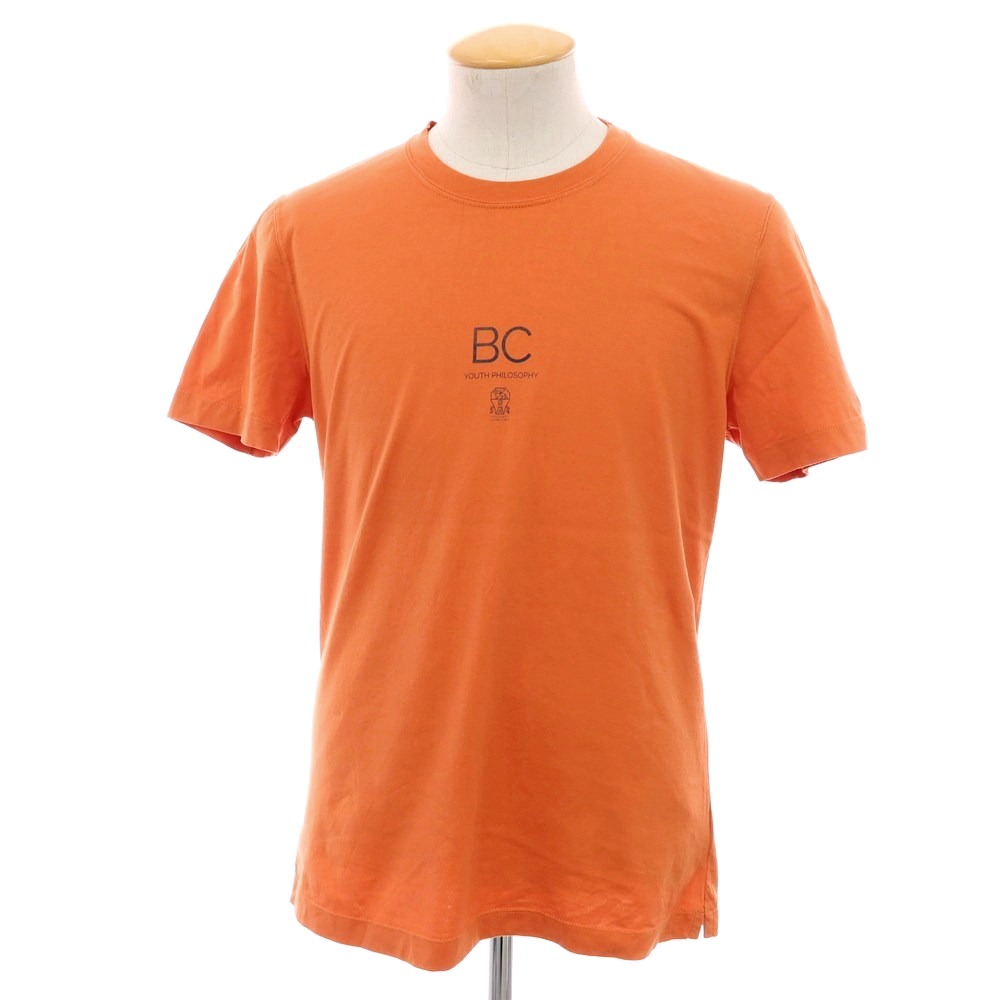 【中古】ブルネロクチネリ Brunello Cucinelli コットン クルーネック 半袖Ｔシャツ オレンジ【サイズS】【S/S】【状態ランクB】【メンズ】[APD]