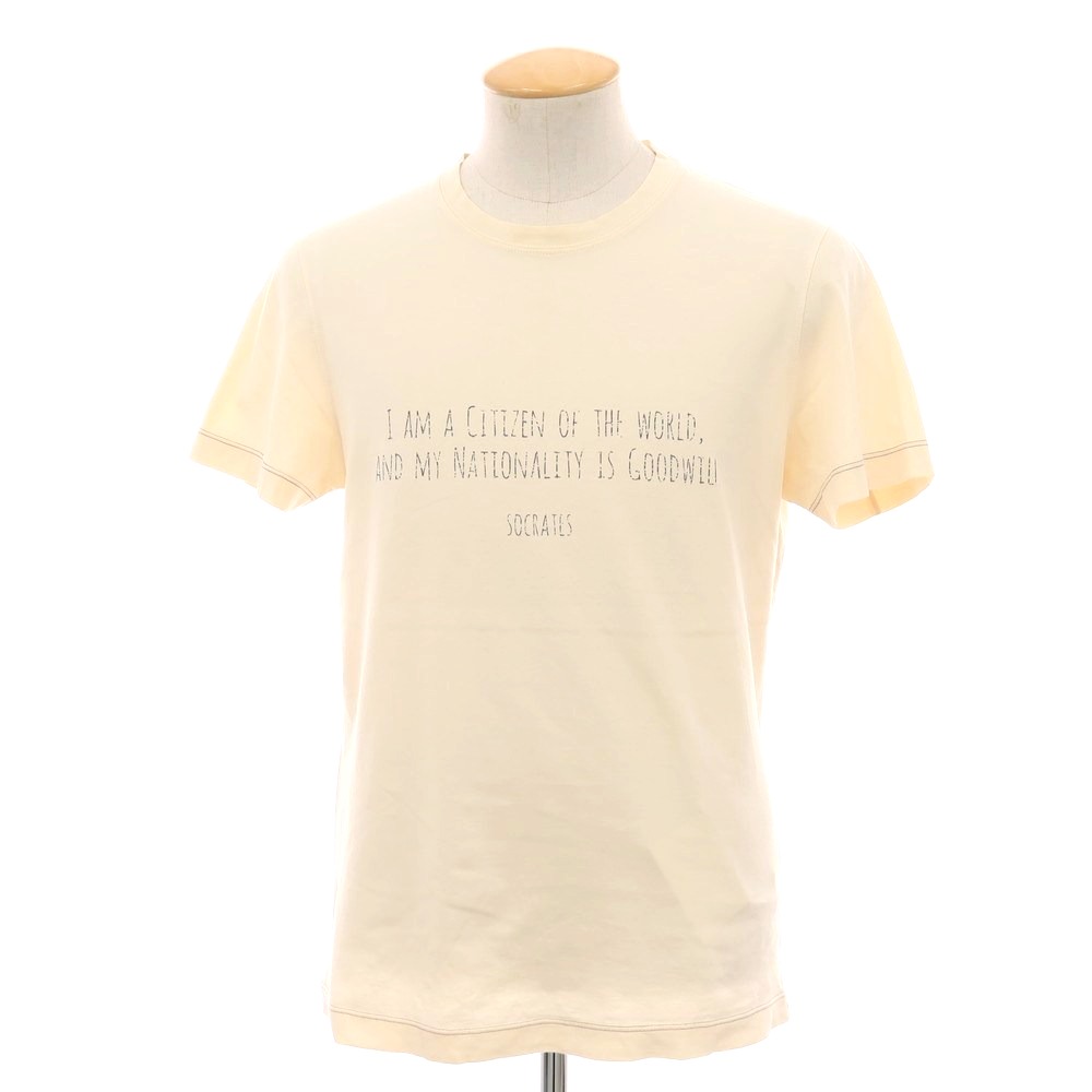 【中古】ブルネロクチネリ Brunello Cucinelli 綿織物 労働者の一団のど首 半袖Ｔシャツ 象牙色【大きさXS】【S/S】【物質の状態価値づけるB】【メンズ】[BPD]