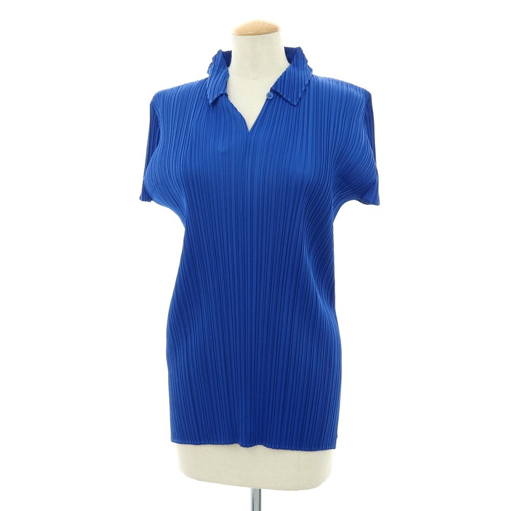【SALE10%OFF/返品不可】【中古】筋目プリーズ PLEATS PLEASE 2025年秋冬 ポリエステル系 筋目 半袖スポーツシャツ 青色【大きさ書きあらわすなし（L位）】【S/S】【物質の状態価値づけるA】【レディース】[BPD]