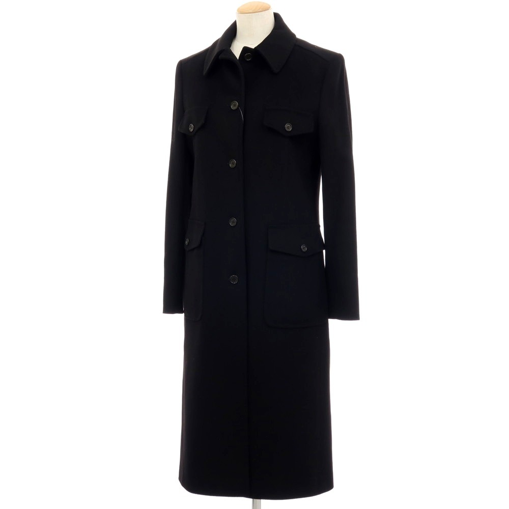 【SALE30%OFF/返品不可】【中古】呼びりんより良い Belvest 羊毛カシミール ステンカラー厚地の外套 黒いこと【大きさ40（ITA）】【A/W】【物質の状態位置づけるA】【レディース】[APD]