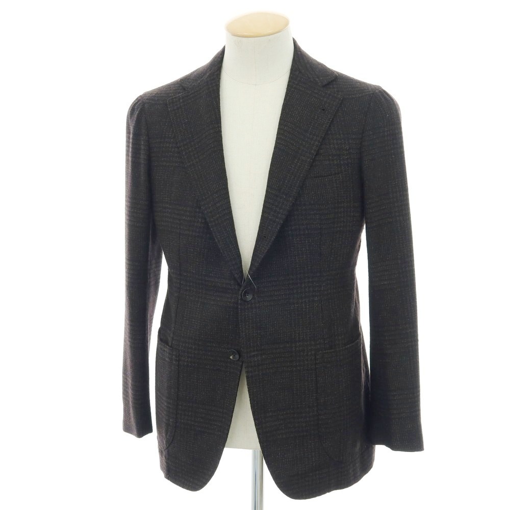 【中古】アルフォンソ 二酸化ケイ素 Alfonso Sirica 羊毛 グレン照合のしるし 3B テーラードジャケット 暗然たる赤銅色x黒いこと【大きさ書きあらわすなし（S位）】【A/W】【物質の状態位置づけるC】【メンズ】[APD]