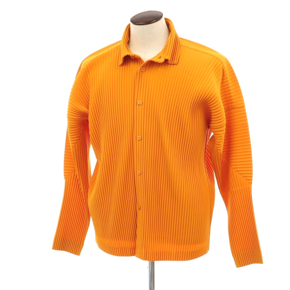 【中古】オム プリッセ イッセイミヤケ HOMME PLISSE ISSEY MIYAKE 2025年秋冬 ポリエステル系 プリーツ カジュアルシャツ オレンジ【サイズ表記なし（L位）】【S/S/A/W】【状態ランクA】【メンズ】
