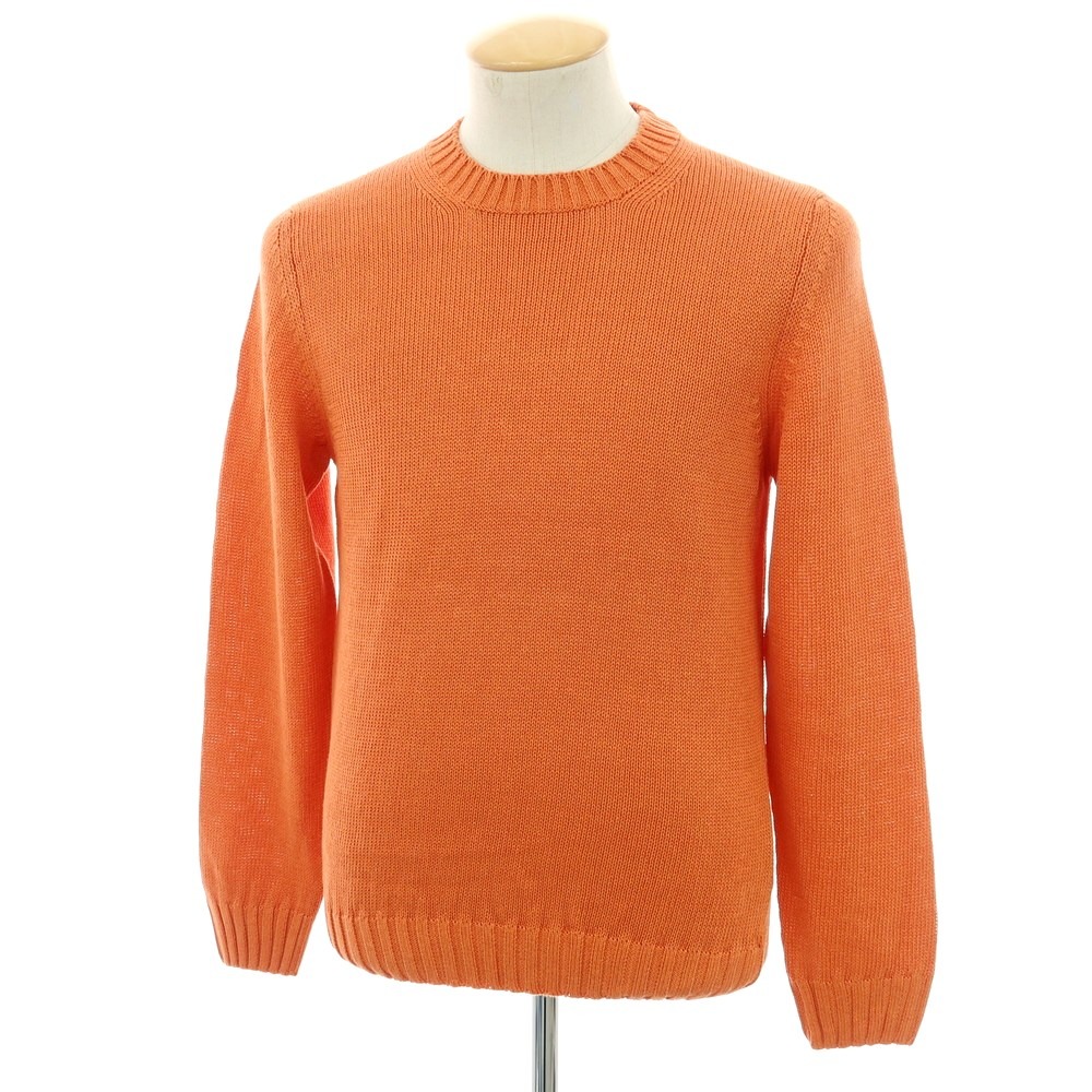 【新品】セッテフィーリ カシミア Settefili Cashmere リネンコットン クルーネック プルオーバーニット オレンジ【サイズ44】【S/S】【状態ランクN】【メンズ】[CPD]｜リタリオリブロ