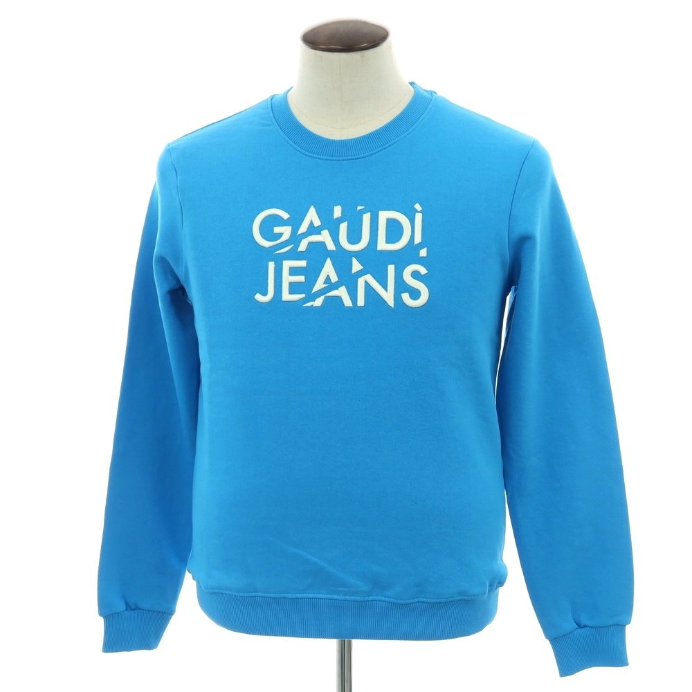 【新品】ガウディ GAUDI コットン 刺しゅうロゴ クルーネック スウェット ブルー【サイズL】【S/S/A/W】【状態ランクN】【メンズ】
