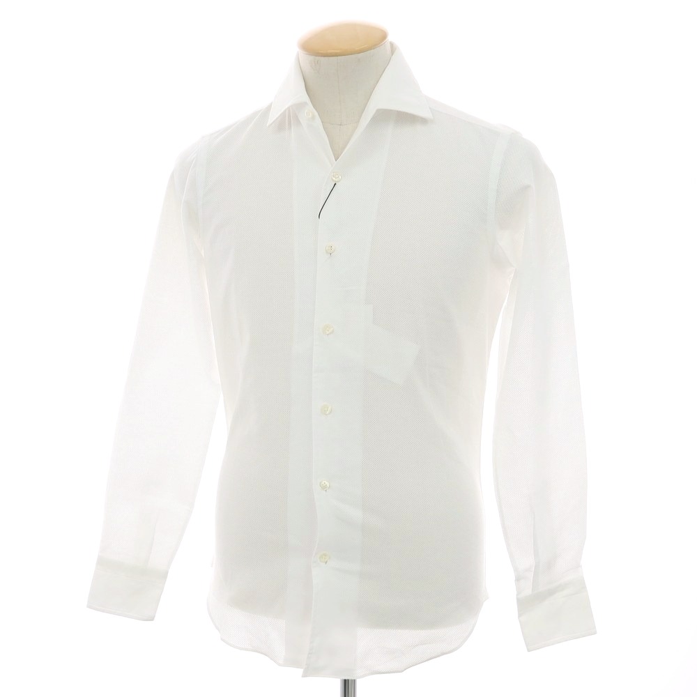 【新品】マリアサンタンジェロ Maria Santangelo MARCELLO メッシュコットン カジュアルシャツ ホワイト【サイズ36】【S/S】【状態ランクN】【メンズ】[APD]