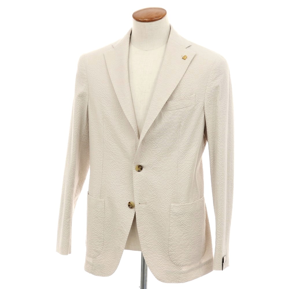 【新品】サルトリア ラトーレ SARTORIA LATORRE シアサッカーコットン カジュアルジャケット ライトグレージュ【サイズ48】【S/S】【状態ランクN】【メンズ】[APD]
