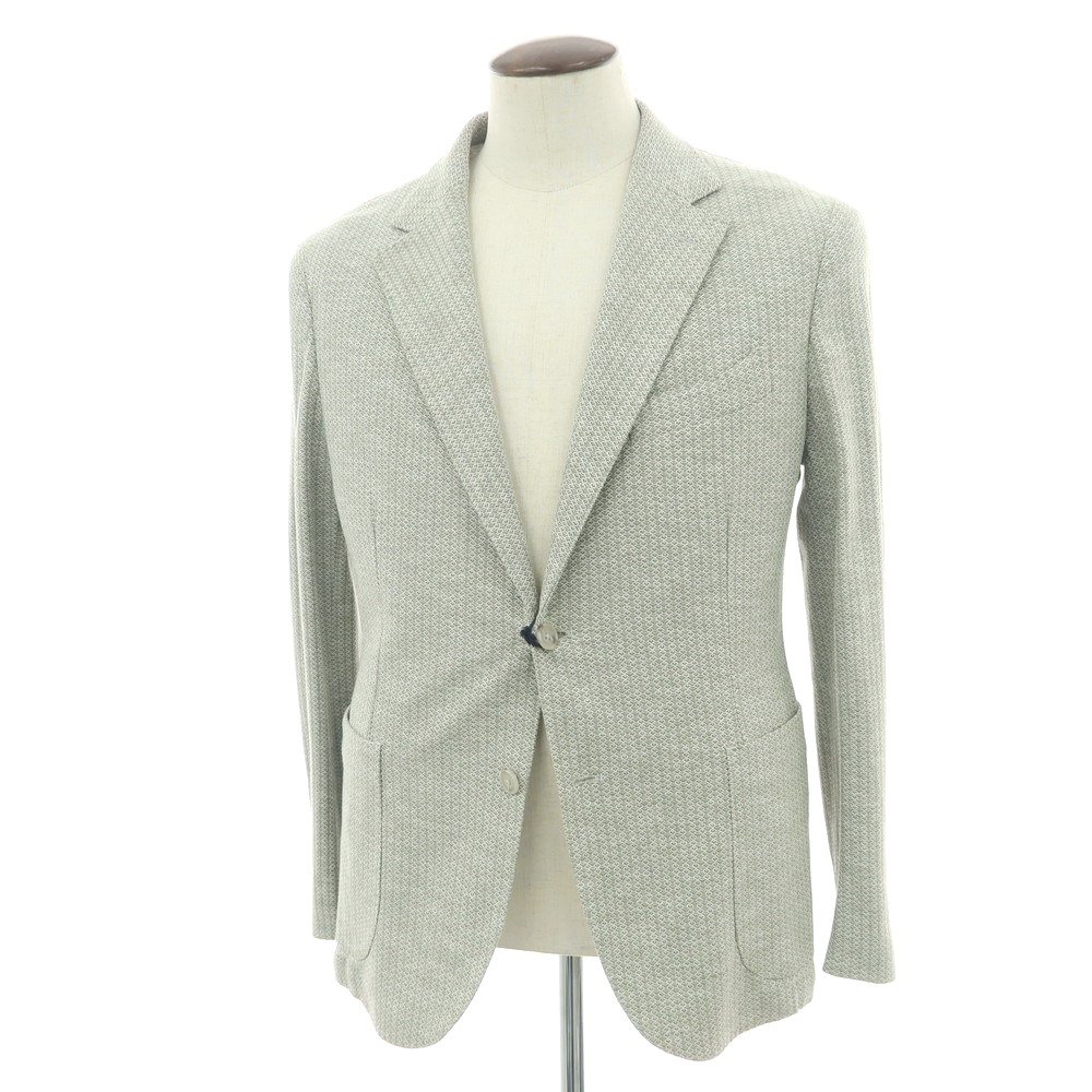 【新品】バルバ BARBA DYNAMIC コットンリネン ジャージー 2B カジュアルジャケット グリーン系【サイズ50】【S/S】【状態ランクN】【メンズ】[APD]