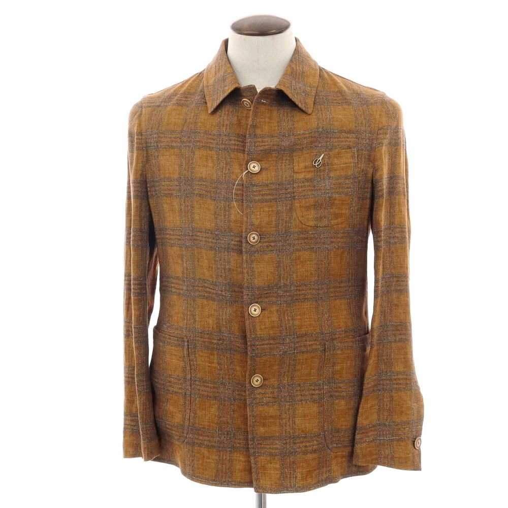 【新品】パオローニ PAOLONI リネンコットン チェック カバーオール ブラウン【サイズ50】【S/S】【状態ランクN】【メンズ】[APD]