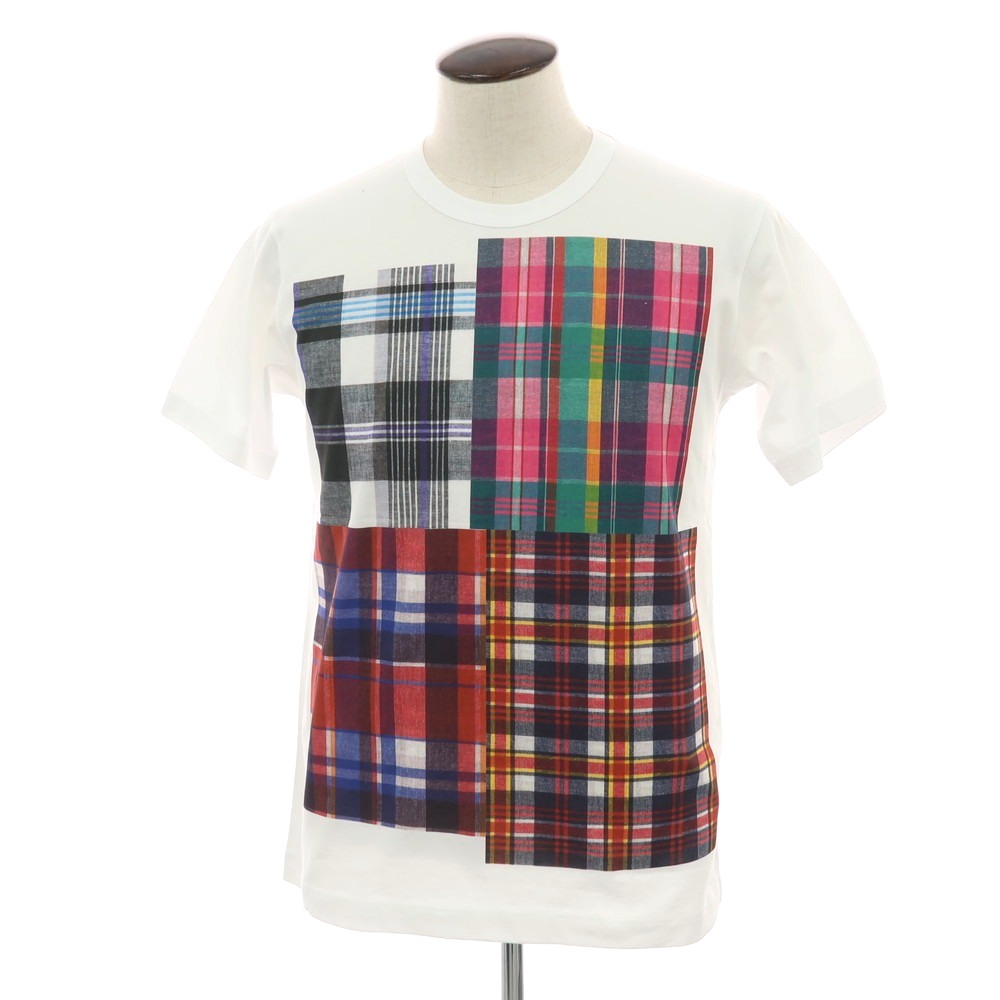 【中古】コムデギャルソンシャツ COMME des GARCONS SHIRT 2025年春夏 コットン クルーネック 半袖Ｔシャツ ホワイト【サイズL】【S/S】【状態ランクB】【メンズ】[BPD]