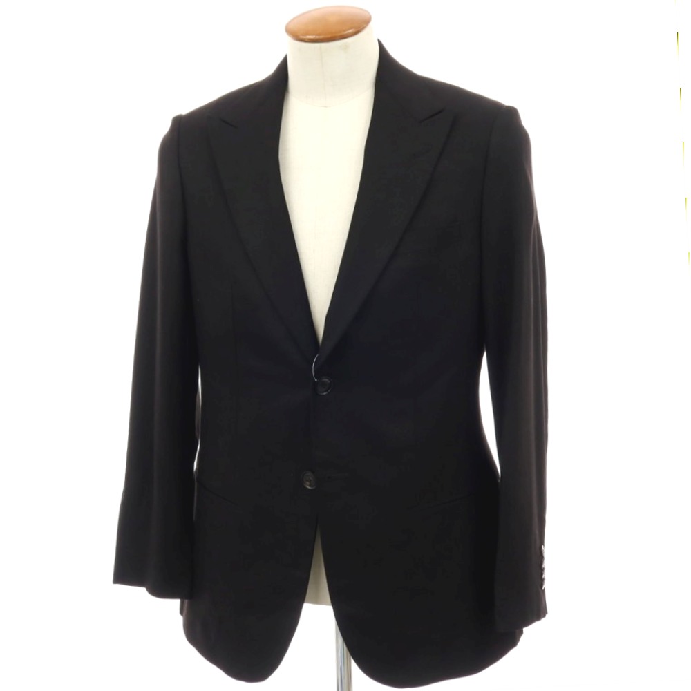 【中古】ジョルジオアルマーニ GIORGIO ARMANI レーヨン 2B テーラードジャケット ブラック【サイズ48】【S/S】【状態ランクA】【メンズ】[APD]
