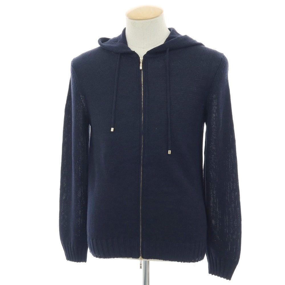 【新品】セッテフィーリ カシミア Settefili Cashmere リネンコットン ダブルジップ ニットパーカー ネイビー【サイズ44】【S/S】【状態ランクN】【メンズ】