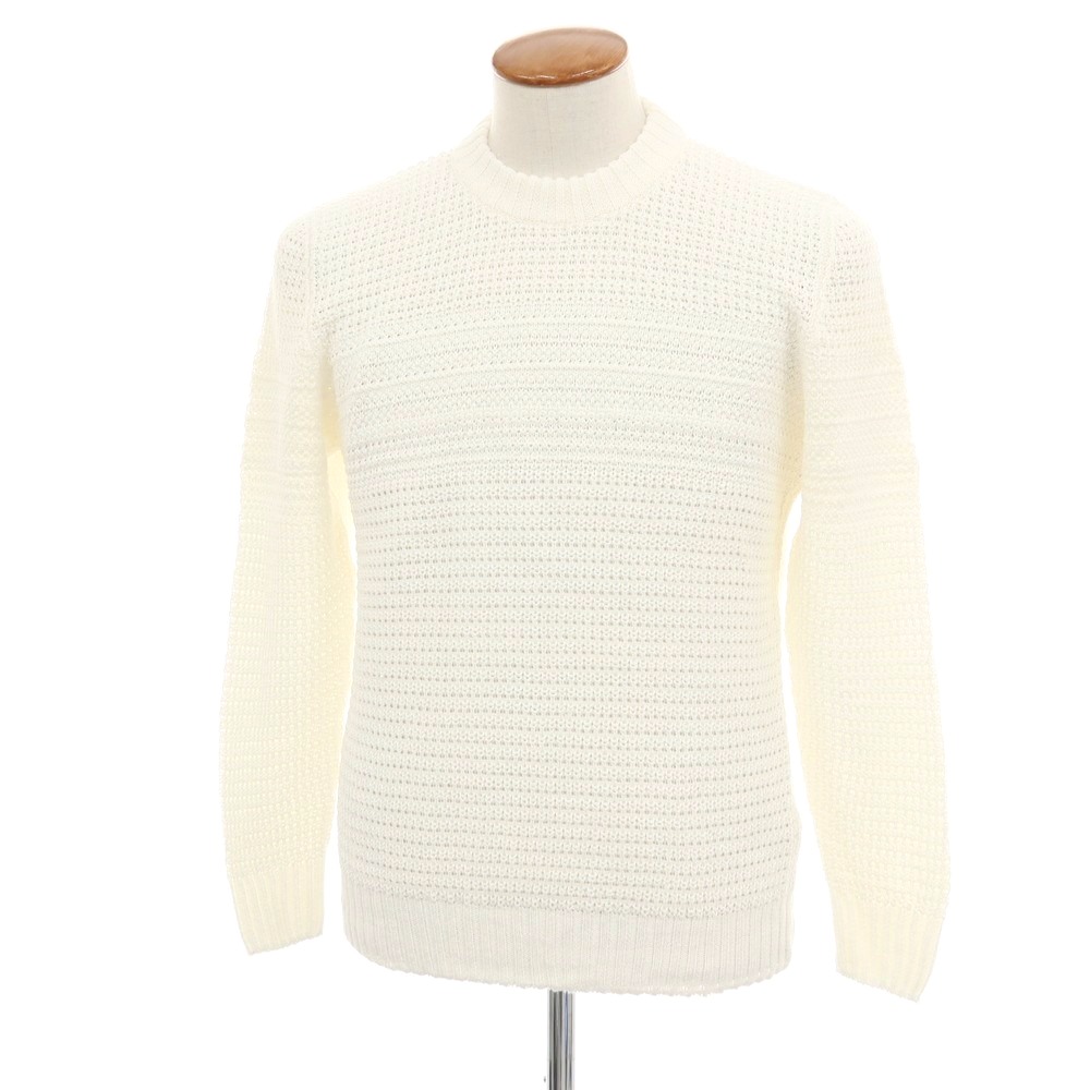 【新品】セッテフィーリ カシミア Settefili Cashmere リネンコットン クルーネック プルオーバーニット ホワイト【サイズ48/S】【S/S】【状態ランクN】【メンズ】