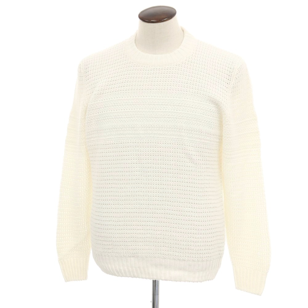 【新品】セッテフィーリ カシミア Settefili Cashmere リネンコットン クルーネック プルオーバーニット ホワイト【サイズ52/L】【S/S】【状態ランクN】【メンズ】[BPD]｜リタリオリブロ