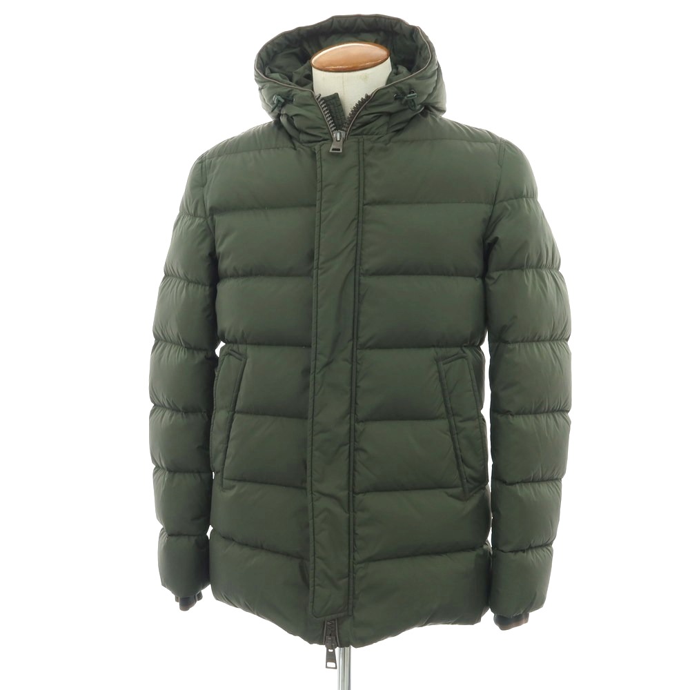 【中古】ヘルノ Herno POLAR-TECH ナイロン フーデッド ダウンコート グリーン【サイズ46】【A/W】【状態ランクB】【メンズ】