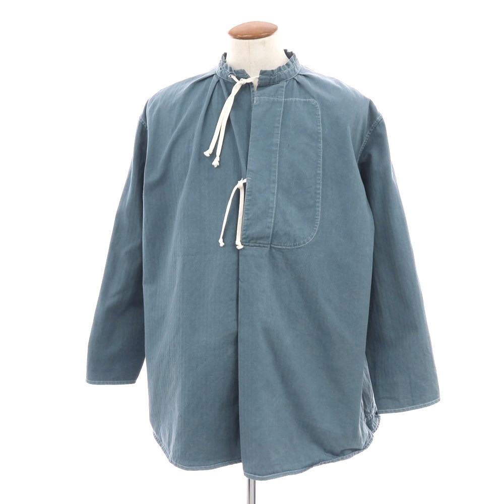 【SALE10%OFF/返品不可】【中古】メゾン マルジェラ Maison Margiela コットン ヘリンボーンストライプ プルオーバー カジュアルシャツ スモークブルーxグレー【サイズ48】【S/S/A/W】【状態ランクC】【メンズ】[BPD]｜リタリオリブロ