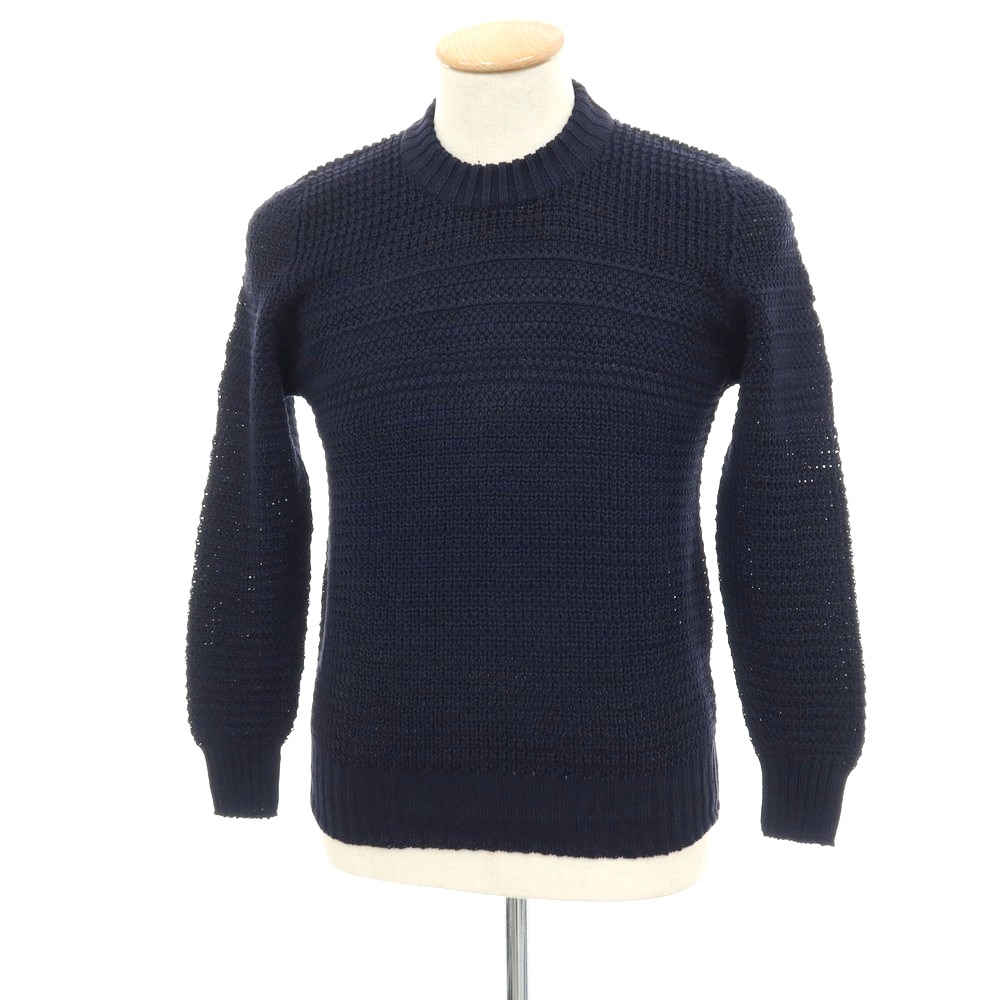 【新品】セッテフィーリ カシミア Settefili Cashmere リネンコットン クルーネック プルオーバーニット ネイビー【サイズ44】【S/S】【状態ランクN】【メンズ】