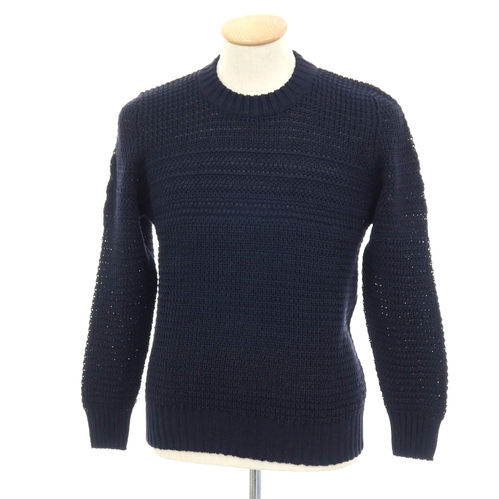 【新品】セッテフィーリ カシミア Settefili Cashmere リネンコットン クルーネック プルオーバーニット ネイビー【サイズ46/XS】【S/S】【状態ランクN】【メンズ】