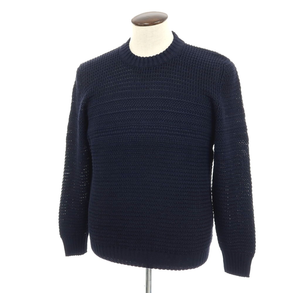 【新品】セッテフィーリ カシミア Settefili Cashmere リネンコットン クルーネック プルオーバーニット ネイビー【サイズ52/L】【S/S】【状態ランクN】【メンズ】