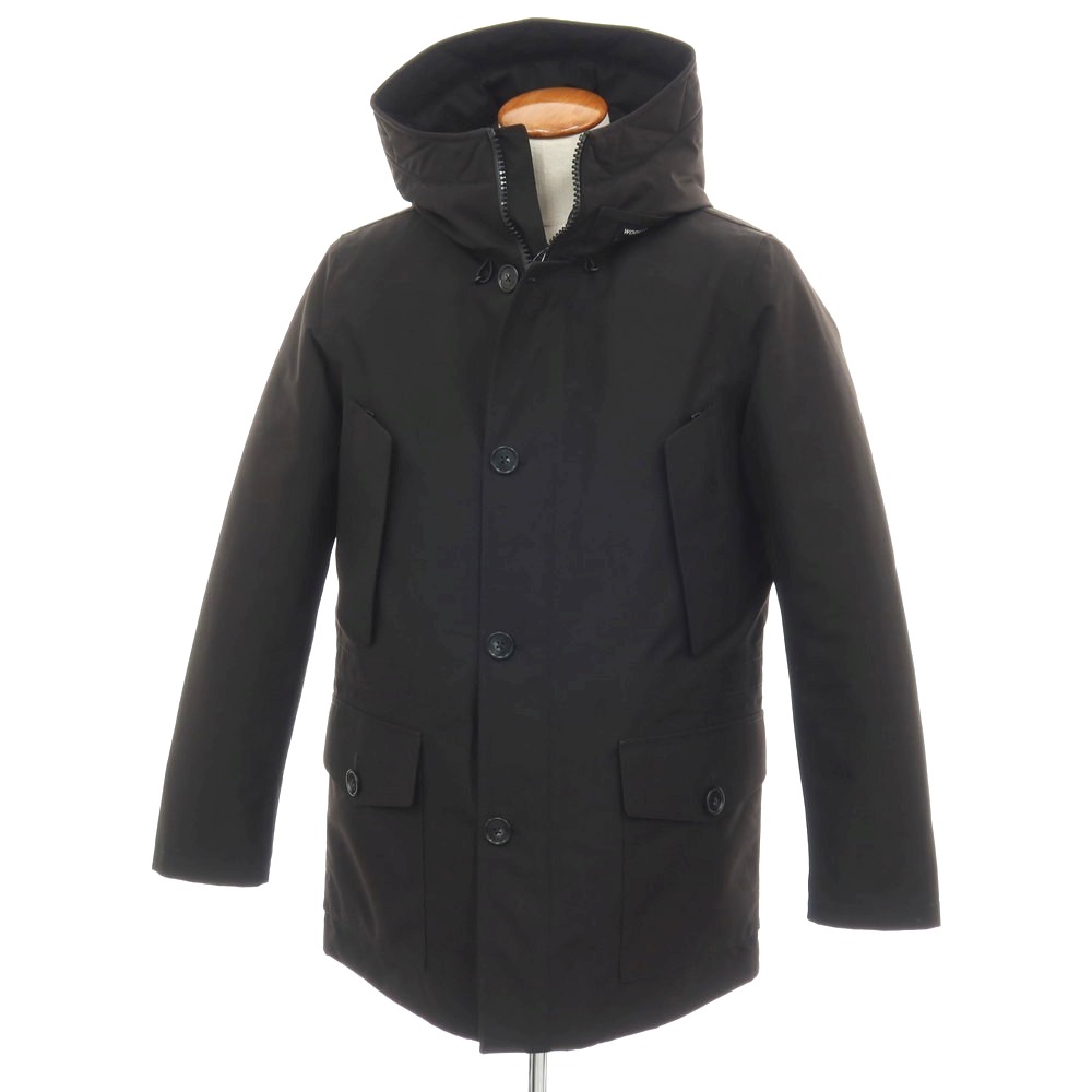 【中古】羊毛分限者 WOOLRICH GORE-TEX ポリエステル フーデッド 落ちこむ厚地の外套 黒いこと【大きさM】【A/W】【物質の状態価値づけるB】【メンズ】