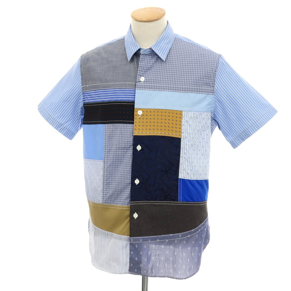 【SALE10%OFF/返品不可】【中古】ジュンヤワタナベ マン JUNYA WATANABE MAN 2025年春夏 パッチワーク 半袖プルオーバー 青碧【大きさXS】【S/S】【物質の状態位置づけるA】【メンズ】[APD]