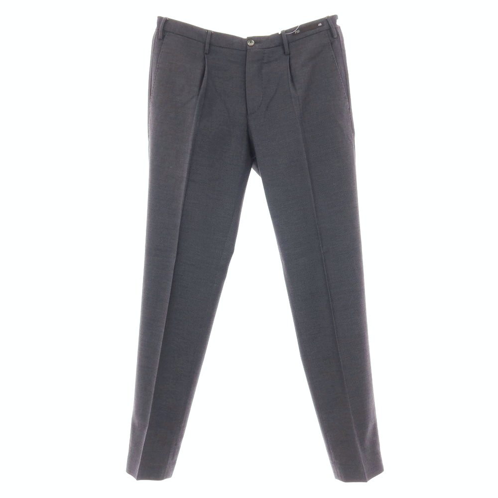 【中古】ピーティーゼロウーノ PT01 ストレッチ コットンウールポリエステル カジュアルスラックスパンツ ダークグレー系【サイズ48】【S/S】【状態ランクB】【メンズ】