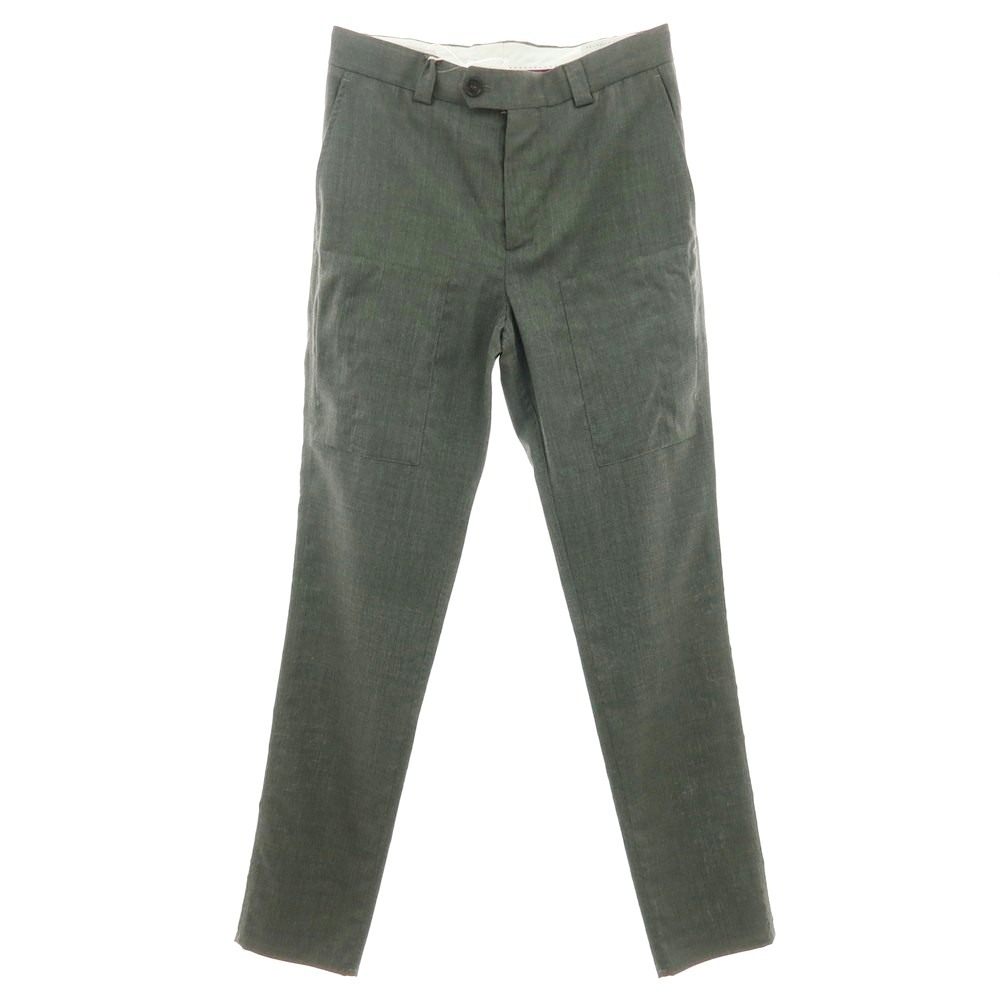 【新品】ブルネロクチネリ Brunello Cucinelli ウール カジュアルスラックスパンツ グレイッシュオリーブ【サイズ46】【S/S】【状態ランクN】【メンズ】