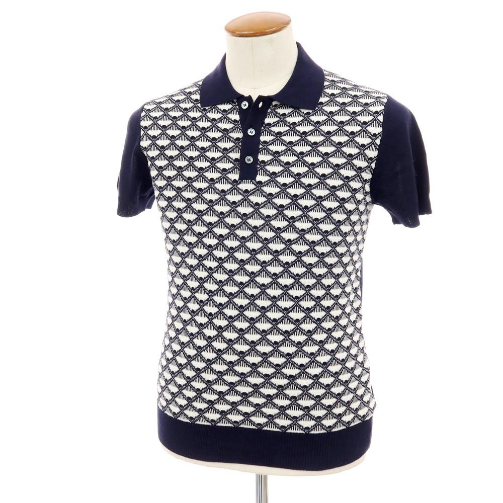 【SALE10%OFF/返品不可】【新品】ザノーネ ZANONE 御機嫌ゲージ 綿織物 ジャカード 半袖 ポロ編み物 米国海軍x白いこと【大きさ46】【S/S】【物質の状態価値づけるN】【メンズ】[APD]