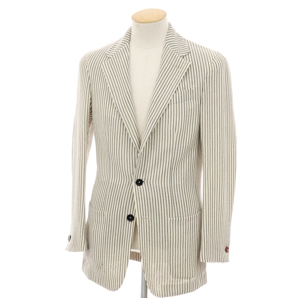 【SALE10%OFF/返品不可】【中古】エルネスト ernesto GFB ウール ストライプ カジュアルジャケット アイボリーxグレー【サイズ44】【S/S】【状態ランクB】【メンズ】[BPD]｜リタリオリブロ