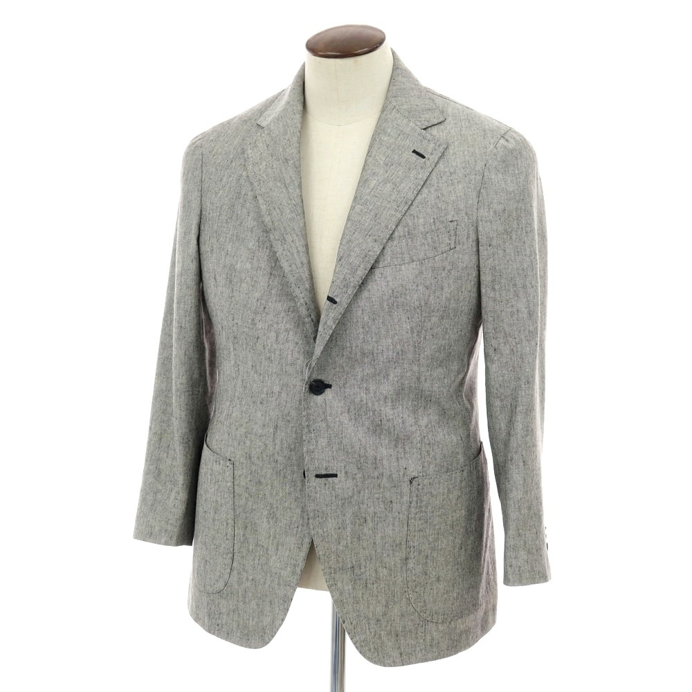 【中古】ティト アレグレット TITO ALLEGRETTO シルクリネン 3B テーラードジャケット ライトグレー【サイズ50】【S/S】【状態ランクB】【メンズ】