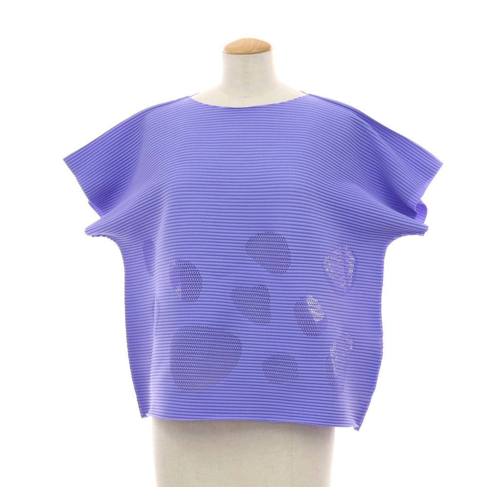 【中古】ミー イッセイミヤケ me ISSEY MIYAKE 2025年秋冬 ポリエステル系 プリーツ 半袖トップ ライトパープル【サイズ表記なし（M位）】【S/S】【状態ランクA】【レディース】[APD]